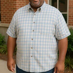 Island Force Blue Plaid Button-Down‎ Shirt XL